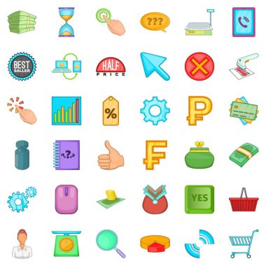 Parasal enjeksiyon Icons set, karikatür tarzı