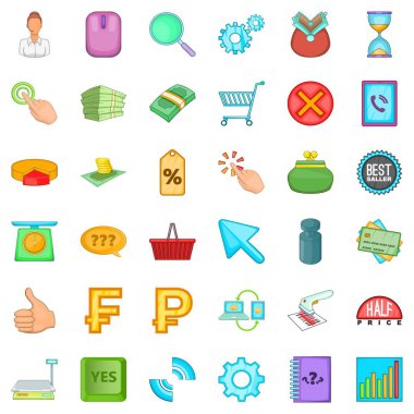 Büyük moolah Icons set, karikatür tarzı
