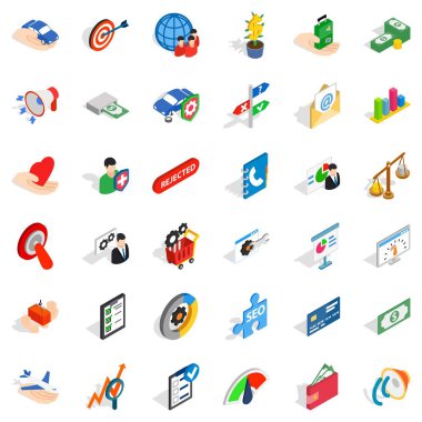 Nakit ücret Icons set, izometrik stili