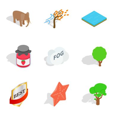 Yaban hayatı kutsal Icons set, izometrik stili