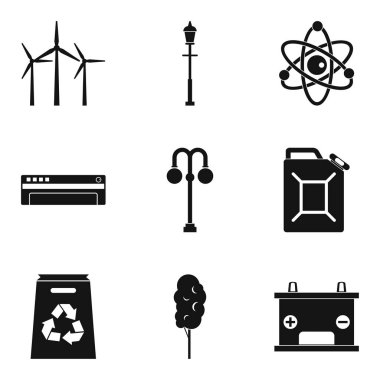 Yel değirmeni Icons set, basit tarzı