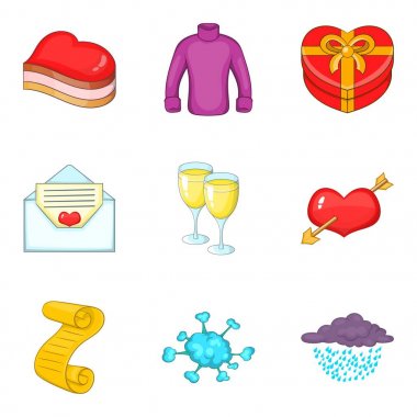 Soğuk kış Icons set, karikatür tarzı