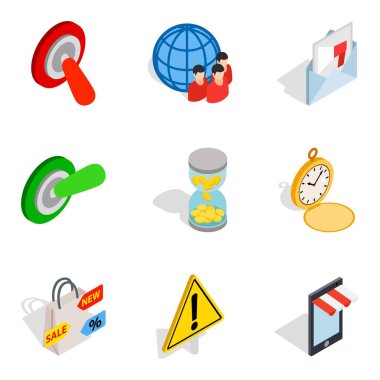 Ölçüm Icons set, izometrik stili