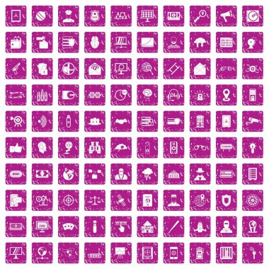 100 güvenlik simgeleri grunge pembe ayarla