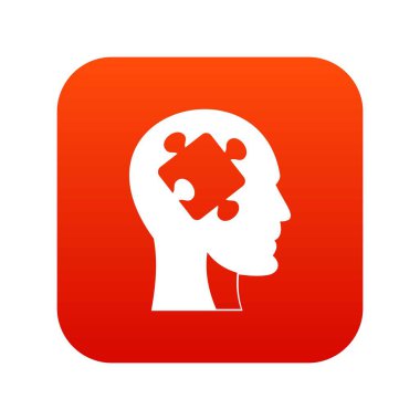 Bulmaca simgesi dijital kırmızı ile baş