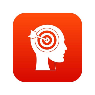 İnsan kafa simgesi dijital kırmızıyla hedef