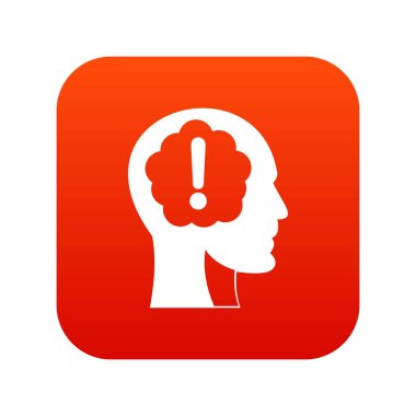 Ünlem işareti simgesi dijital kırmızı içinde baş