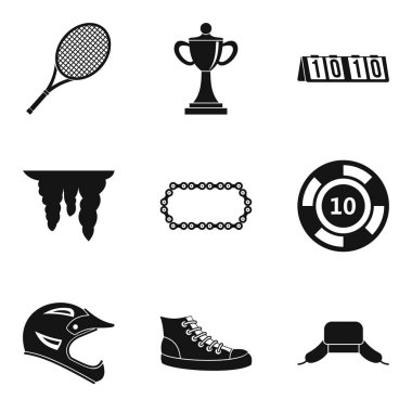 Kız güç Icons set, basit tarzı