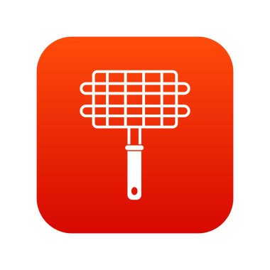 Paslanmaz Barbekü Izgara kamp sepet simgesi dijital kırmızı