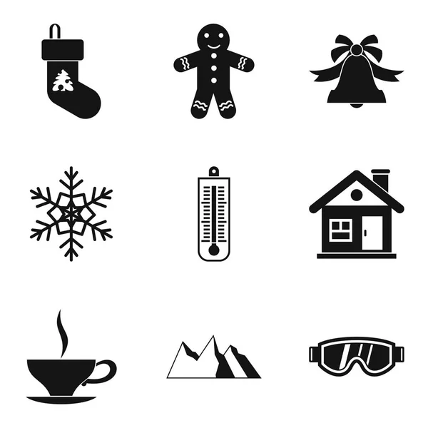 Conjunto de iconos del período de invierno, estilo simple — Vector de stock
