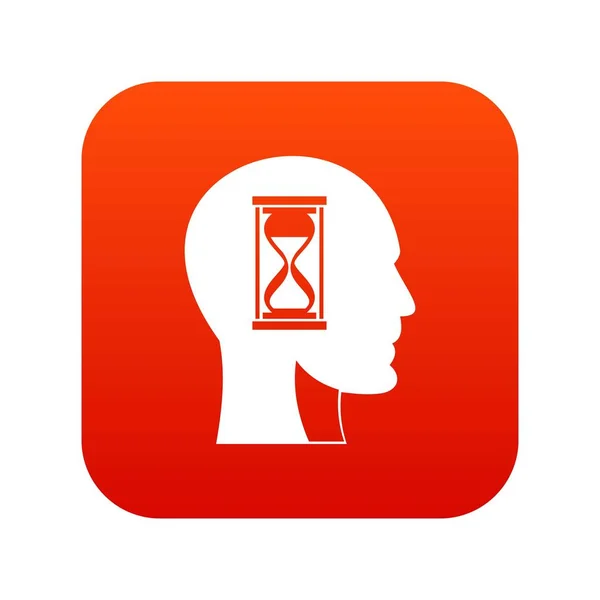 Reloj de arena en la cabeza icono digital rojo — Archivo Imágenes Vectoriales