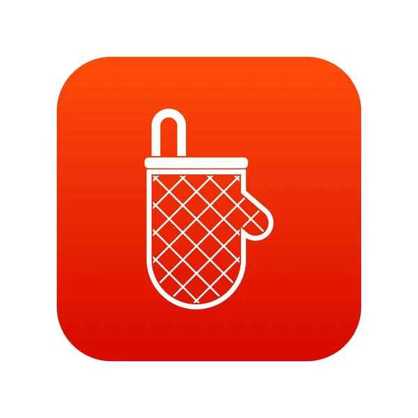 Guante protector de cocina icono digital rojo — Vector de stock