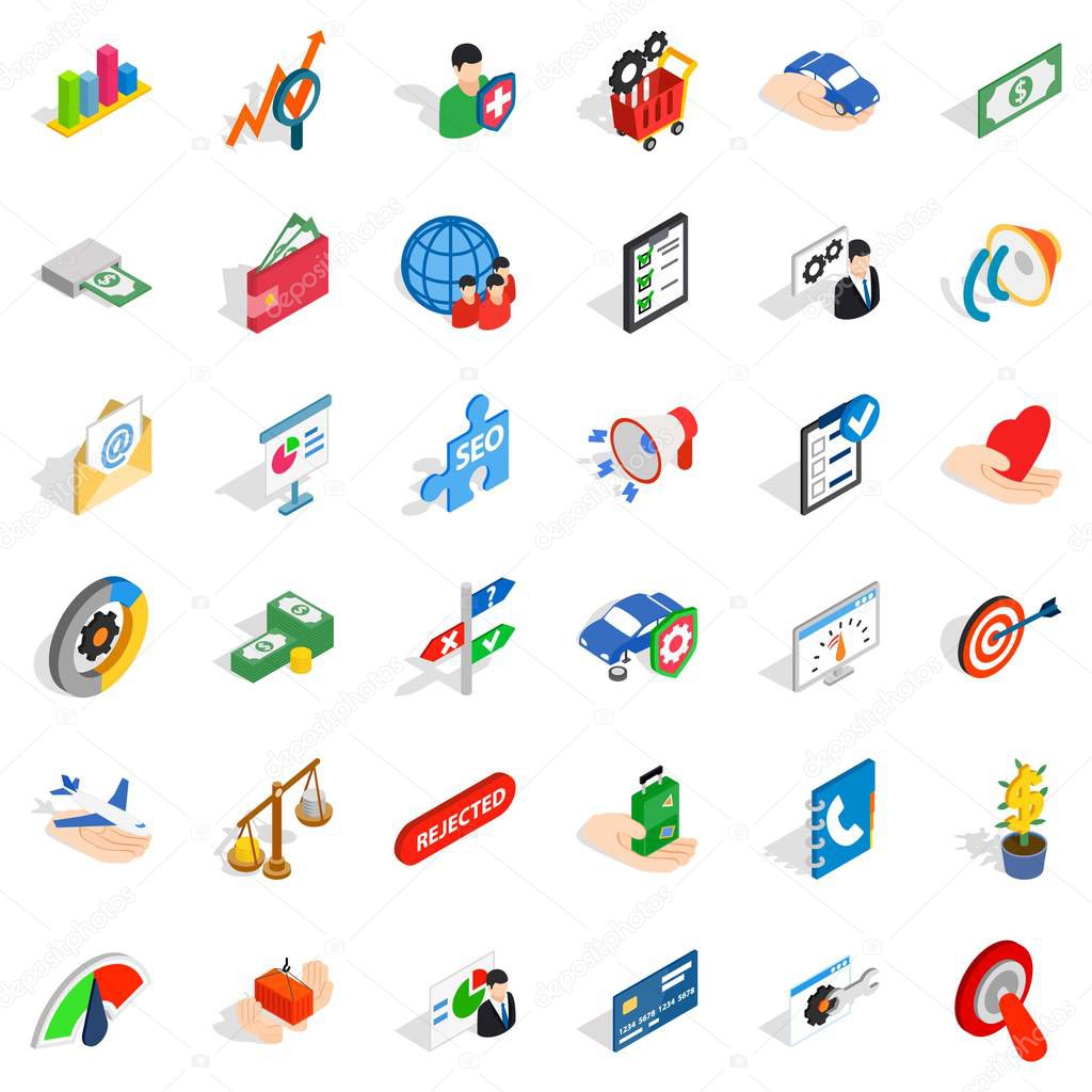 Service payment icons set, isometric style