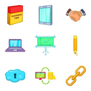 Üretim Icons set, karikatür tarzı