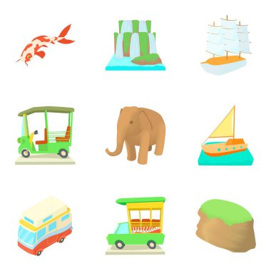 Dünya çapında gezi Icons set, karikatür tarzı