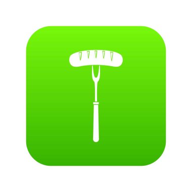 Sosis barbekü çatalı simgesi dijital yeşil