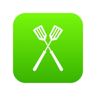 İki metal spatula simgesi dijital yeşil