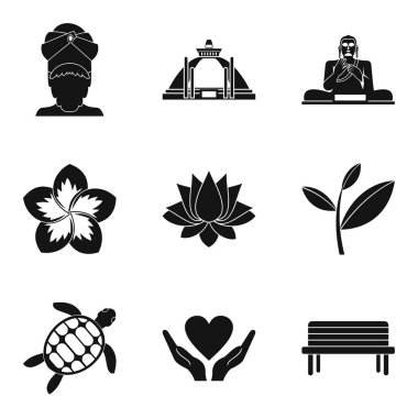 Meditasyon Icons set, basit tarzı