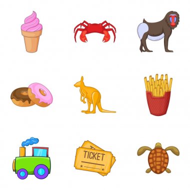 Sirk sanatçısı Icons set, karikatür tarzı