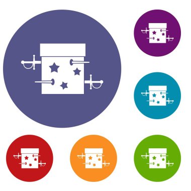 Kılıç kutusu yanılsama Icons set