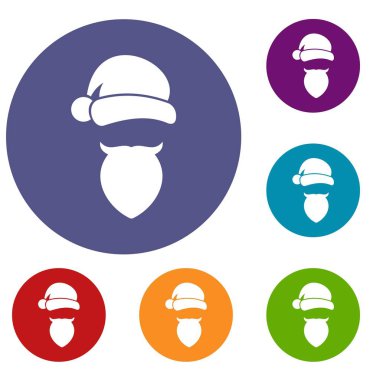 Santa Claus şapka ve sakal Icons set