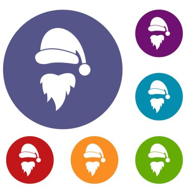 Santa Claus şapka ve sakal Icons set