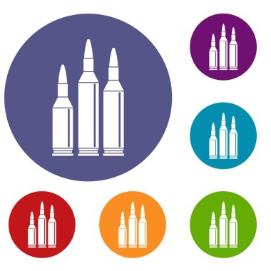 Mermi mühimmat Icons set