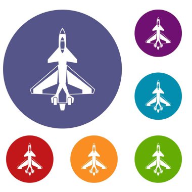 Askeri savaş uçağı Icons set
