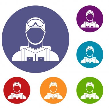 Askeri paraşütçü Icons set