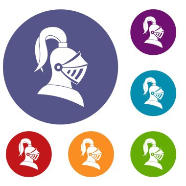 Ortaçağ kask Icons set