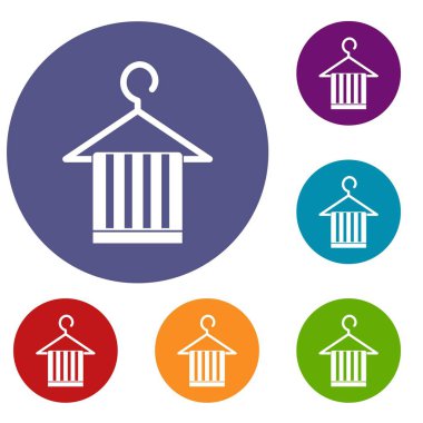 Bir elbise askısı simgeler sette eşarp