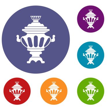 Rus çay semaver Icons set