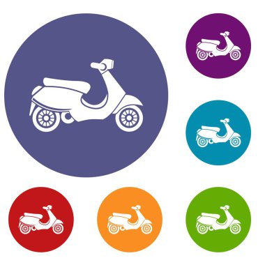 Vespa scooter Icons set