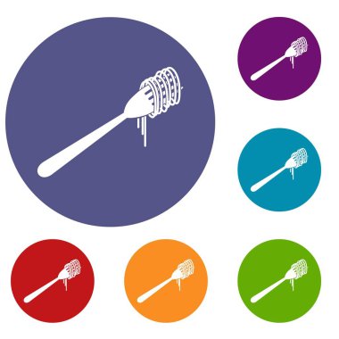 Spagetti çatalı Icons set üzerinde