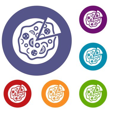 Pizza yemek Icons set