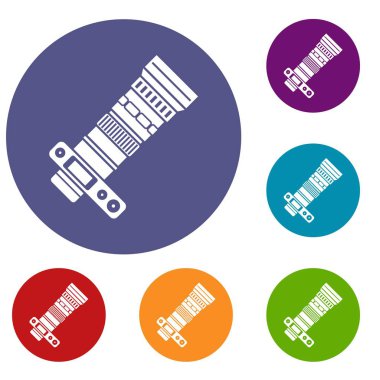 DSLR fotoğraf makinesi ile vınlamak mercek Icons set