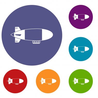 Aerostat zeplin Icons set