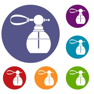 Buharlaştırıcı Icons set ile parfüm şişesi