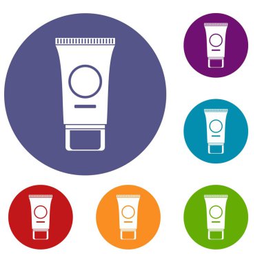 Kozmetik krem tüp Icons set