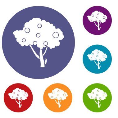 Elma elma ağacı dalları Icons set üzerinde