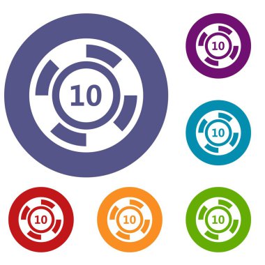 Casino çip Icons set