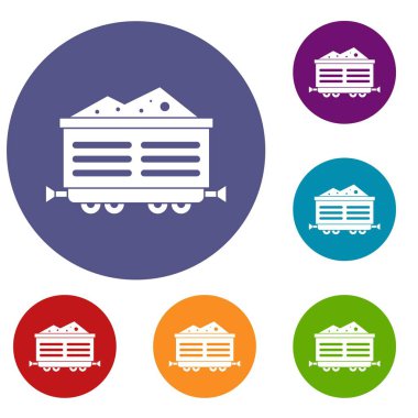 Tren waggon kömür Icons set ile