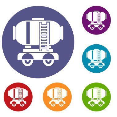 Waggon depolama tankı yağ Icons set ile