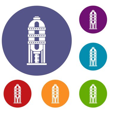 Petrol Depolama Icons set için kapasitesi