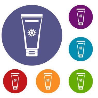 Krem güneş koruma Icons set