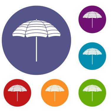Plaj şemsiye Icons set