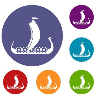 Ortaçağ tekne Icons set