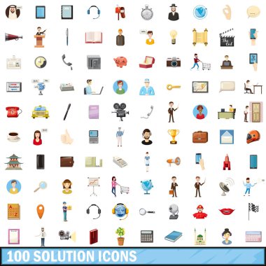 100 çözüm simgeler ayarla, tarzı çizgi film