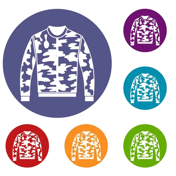 Ensemble d'icônes de veste camouflage — Image vectorielle