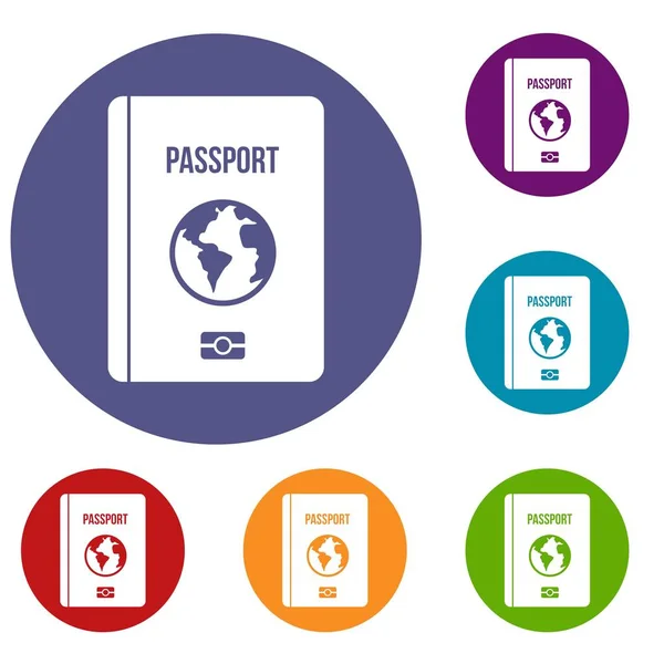 Conjunto de ícones de passaporte — Vetor de Stock